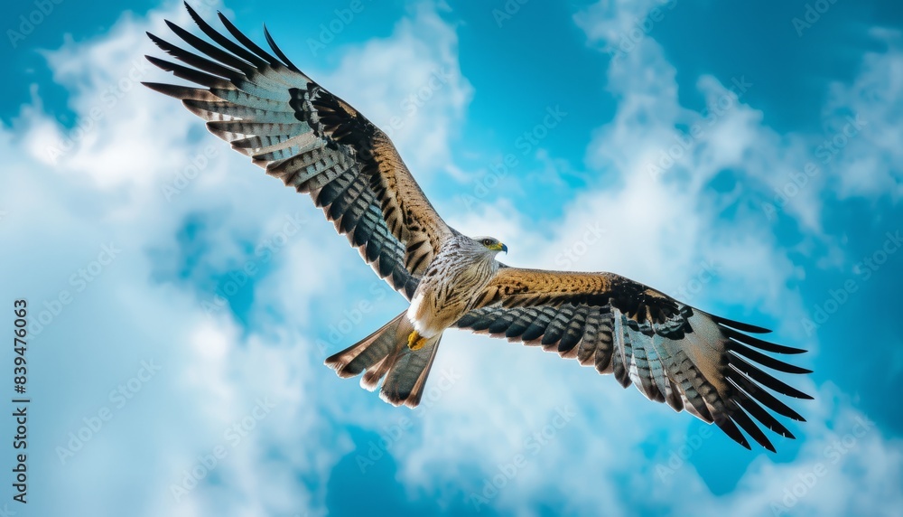 Fototapeta premium Spectacular Sight: Black Eared Kite Soaring Over Akashi, Japan on a Warm April Day