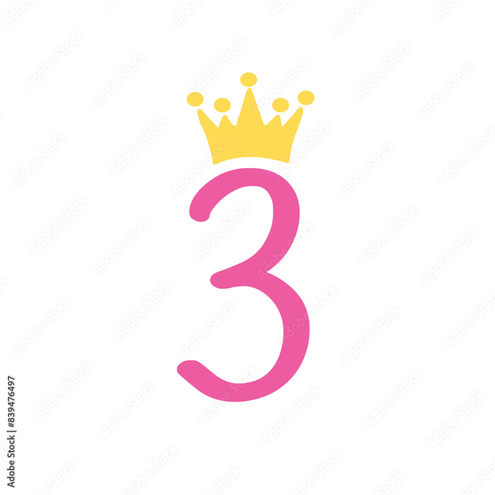Obraz premium Third Birthday SVG, three SVG File, Baby Girl, Crown, Number svg, Cutting File, PNG, Cricut, Silhouette, Cut Files, Number three, three Year Old, Svg Files for Cricut