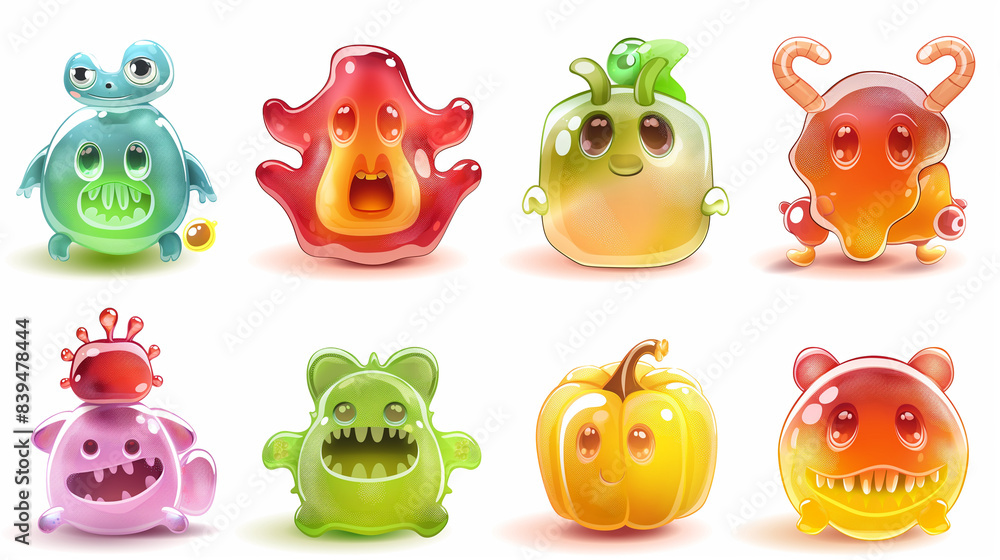 Asset of monster icons for video game isolation, Illustration Asset of monster icons for video game isolation, Illustration