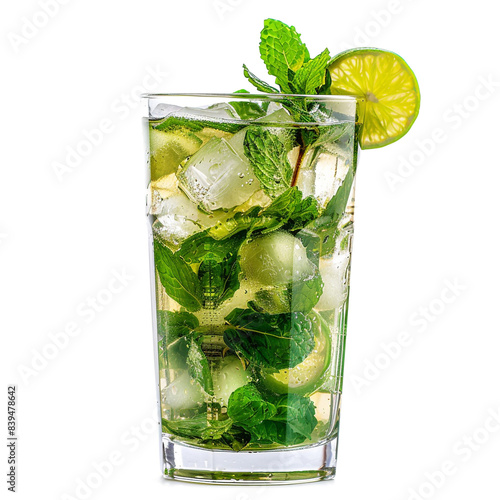 Refreshing Sprig Garnished Glass Mojito With photo