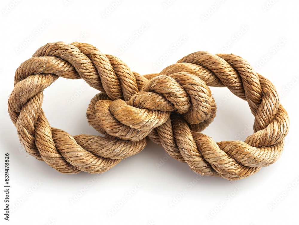 Single rope knot on white backdrop Single rope knot on white backdrop