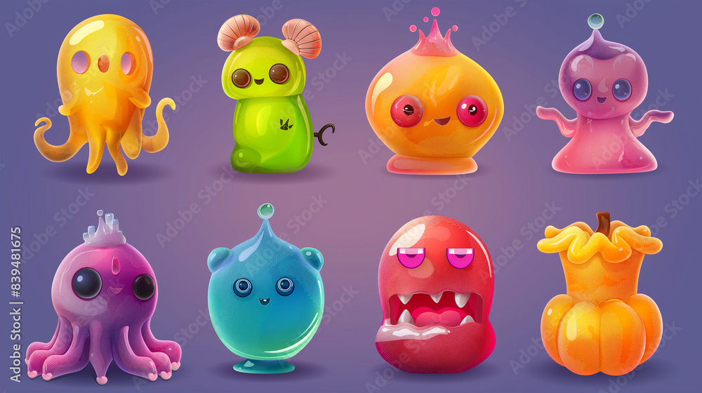 Asset of monster icons for video game isolation, Illustration Asset of monster icons for video game isolation, Illustration