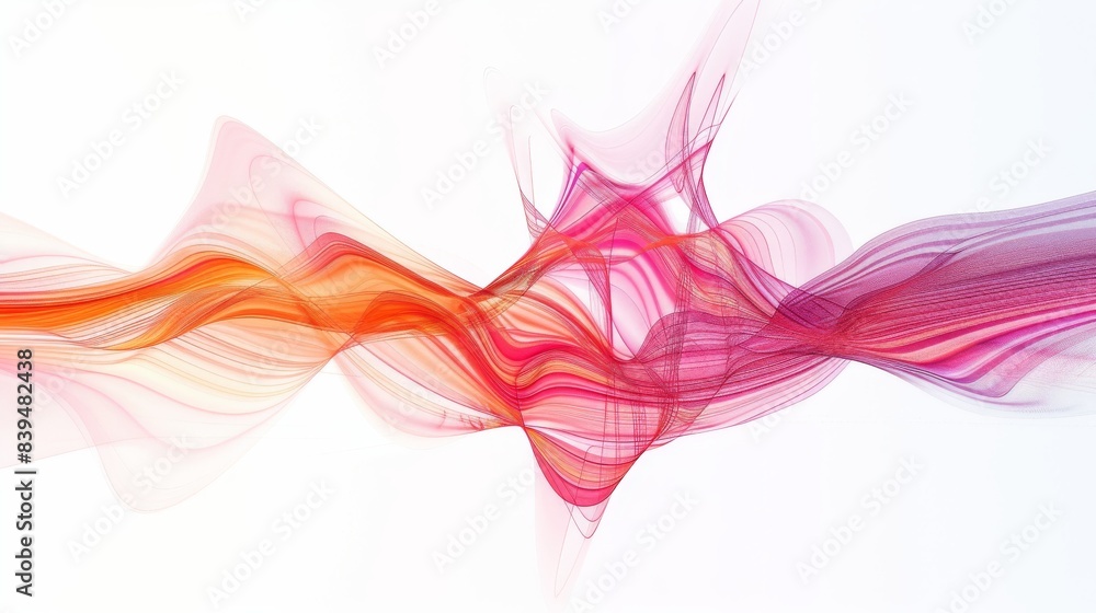 Abstract energy fibers forming a wave pattern on a white background Abstract energy fibers forming a wave pattern on a white background