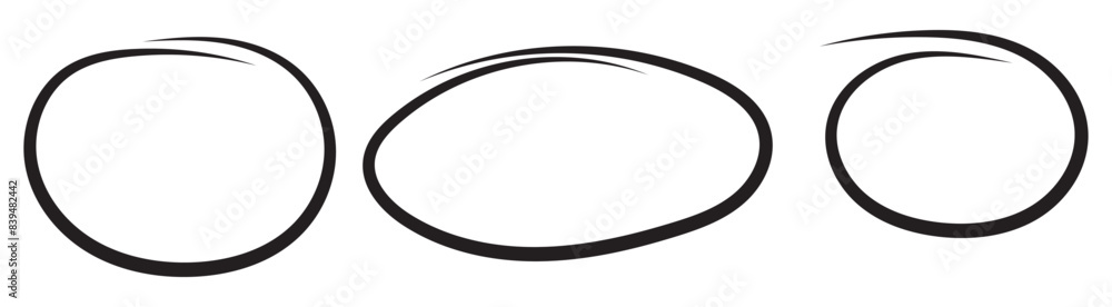 Highlight hand drawn oval frames, lines. Hand drawn marker underlines scribble doodle circle set. Ovals and ellipses line template. Vector illustration isolated on white background. Highlight hand drawn oval frames, lines. Hand drawn marker underlines scribble doodle circle set. Ovals and ellipses line template. Vector illustration isolated on white background.