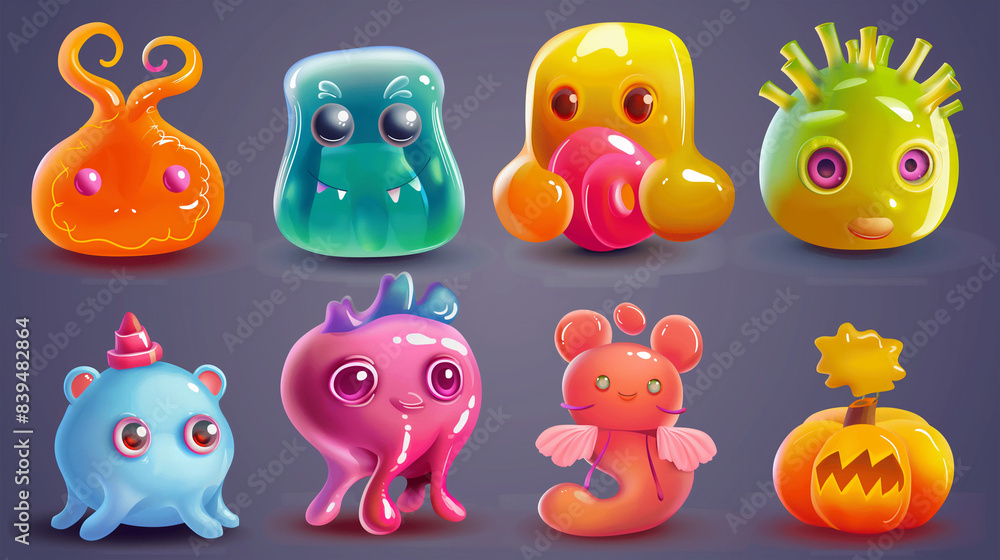 Asset of monster icons for video game isolation, Illustration Asset of monster icons for video game isolation, Illustration