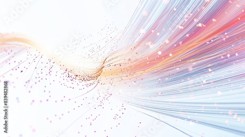 Bright fiber-optic energy beams creating patterns on a white background