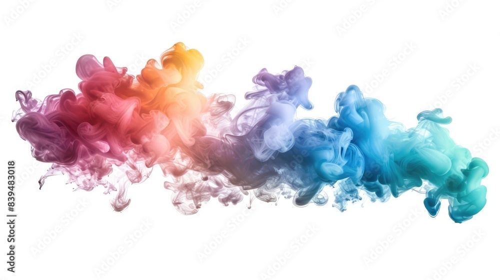 bstract cloud of rainbow gradient ink smoke, isolated against white bstract cloud of rainbow gradient ink smoke, isolated against white