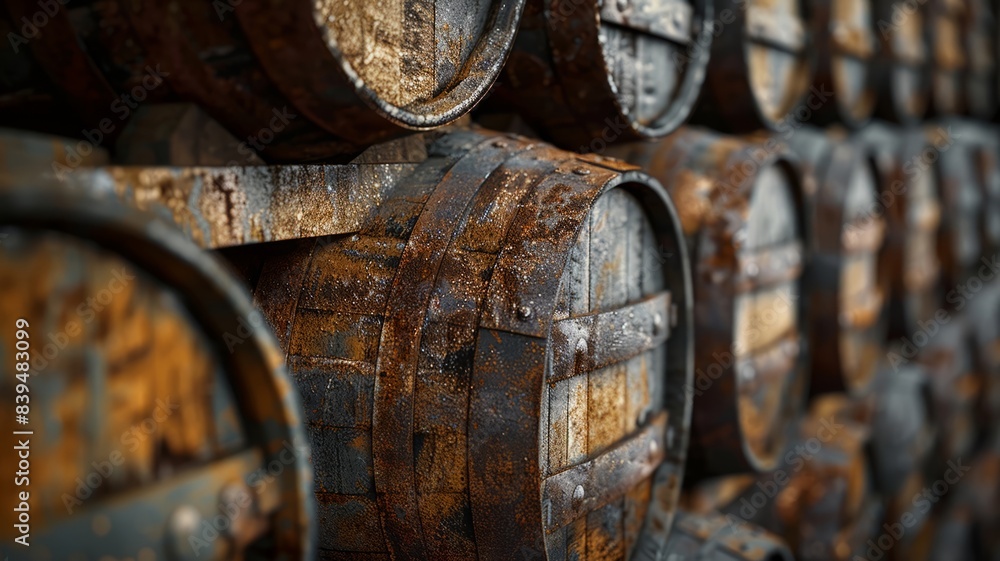 Close-up of Rusty Metal Barrels with Detailed Texture Close-up of Rusty Metal Barrels with Detailed Texture