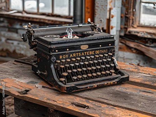 A photorealistic image of a vintage typewriter