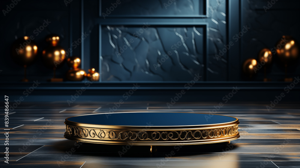 Luxury Product Showcase with Dark Blue and Golden Color. Luxury Product Showcase with Dark Blue and Golden Color.