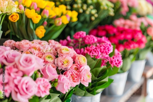 City flower market with blurred background ideal for text placement and creative messaging