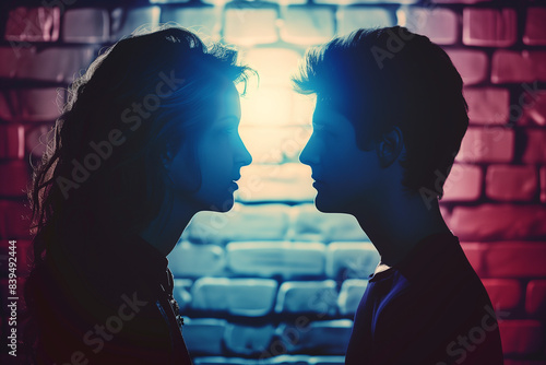 Contrast the portrayal of gender in traditional versus modern media and its impact on discrimination Man and woman kiss passionately under a brick wall at night