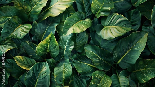 Wallpaper Mural Close-Up of Lush Green Tropical Leaves Torontodigital.ca