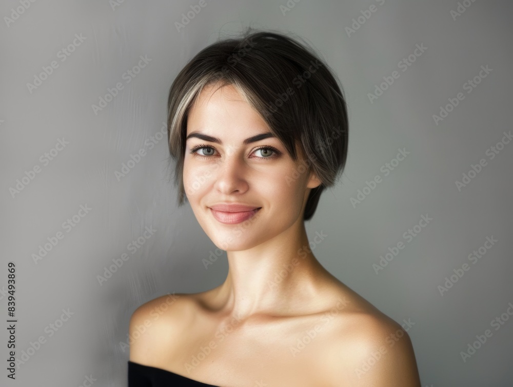 Young brunette with a bob hairstyle. Feminine beauty. Young brunette with a bob hairstyle. Feminine beauty.