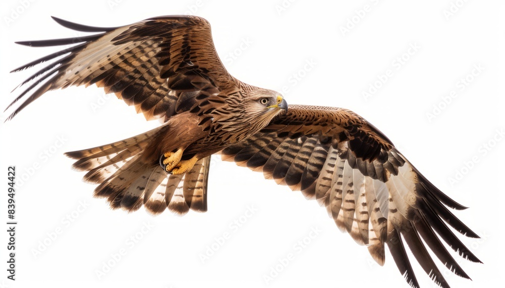 Graceful Black Kite Soaring Against a Blank Canvas --ar 7:4 Graceful Black Kite Soaring Against a Blank Canvas --ar 7:4