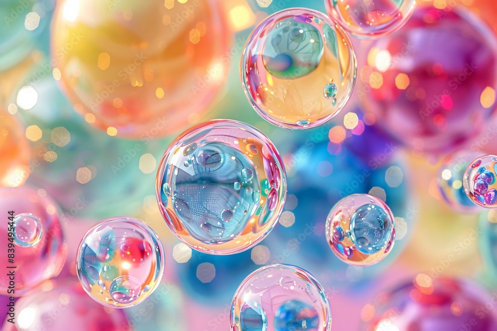 Floating bubbles, colorful backdrop Floating bubbles, colorful backdrop