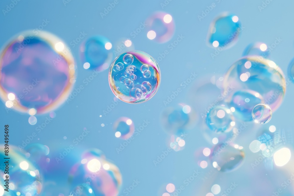 A mesmerizing display of iridescent bubbles suspended in the air, poised for a magical burst of color and wonder.