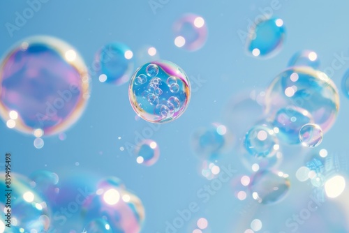 A mesmerizing display of iridescent bubbles suspended in the air  poised for a magical burst of color and wonder.