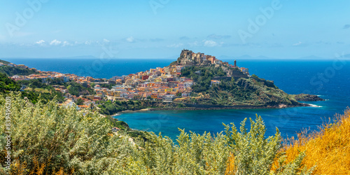 Canvastavla Panoramic view of the old colorful medieval village of Castelsardo near Sassari,