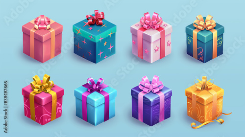 Asset of gift box for video mobile game isolation, Illustration
