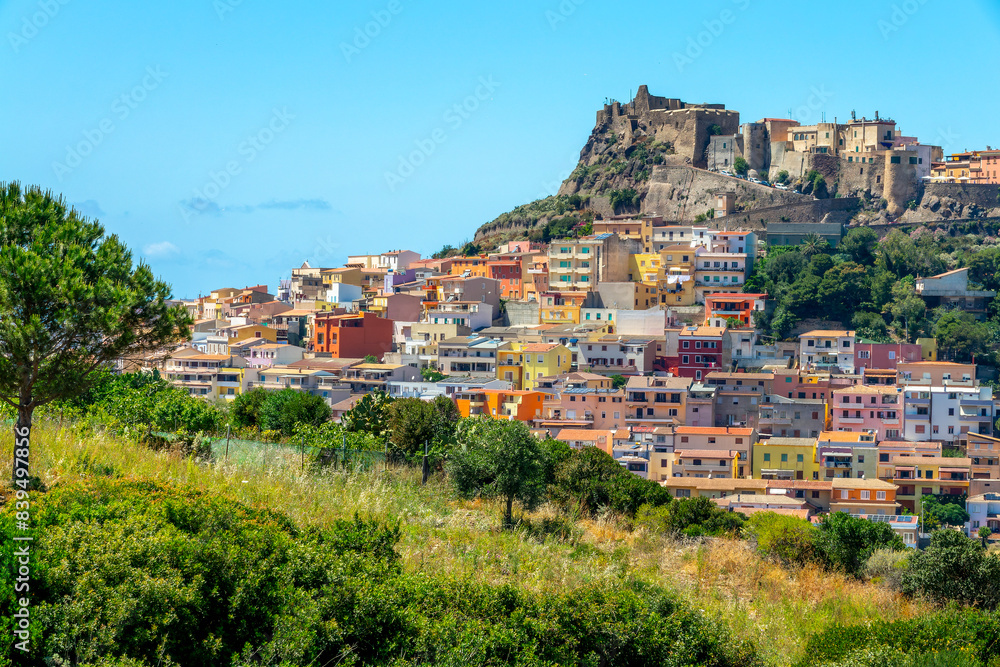 Obraz premium View of the old colorful medieval village of Castelsardo near Sassari, Sardinia, Italy