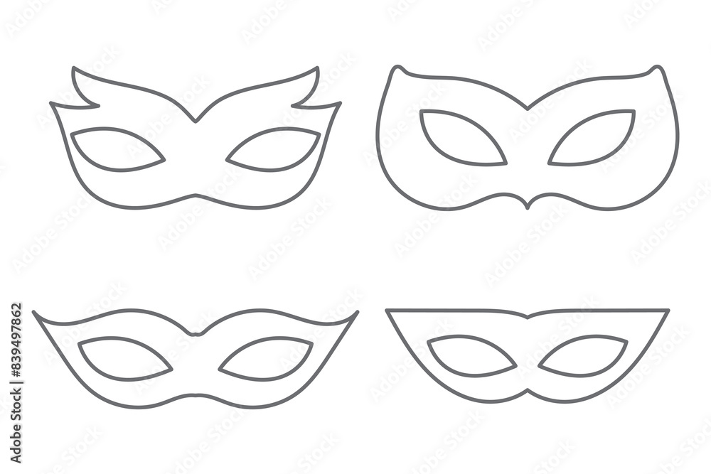 Super hero mask or villian face mask eye mask template in vector set Super hero mask or villian face mask eye mask template in vector set