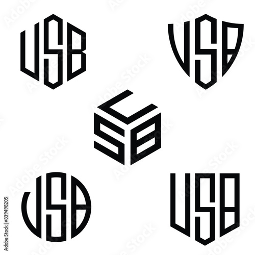 USB letter mark logo in polygon shape, Vector design