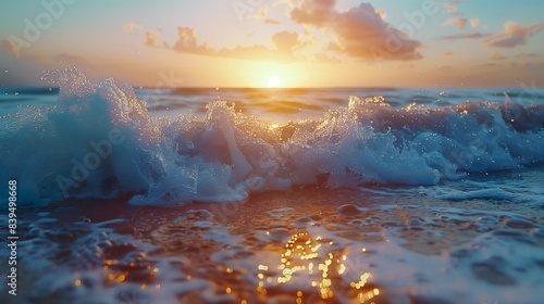 Waves crashing down on the beach 