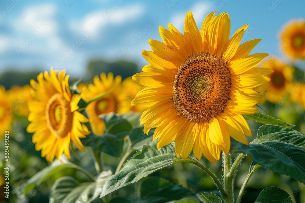 Vibrant sunflowers in a field, representing summer and happiness. Vibrant sunflowers in a field, representing summer and happiness.