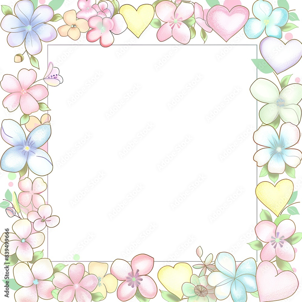 White frame placed on a beautiful floral background for design. White frame placed on a beautiful floral background for design.
