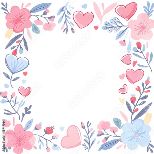 White frame placed on a beautiful floral background for design.