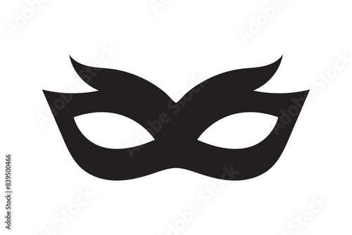 Superhero mask vector black icon. Silhouette hero cartoon character comic face. Flat black superhero costume design mask