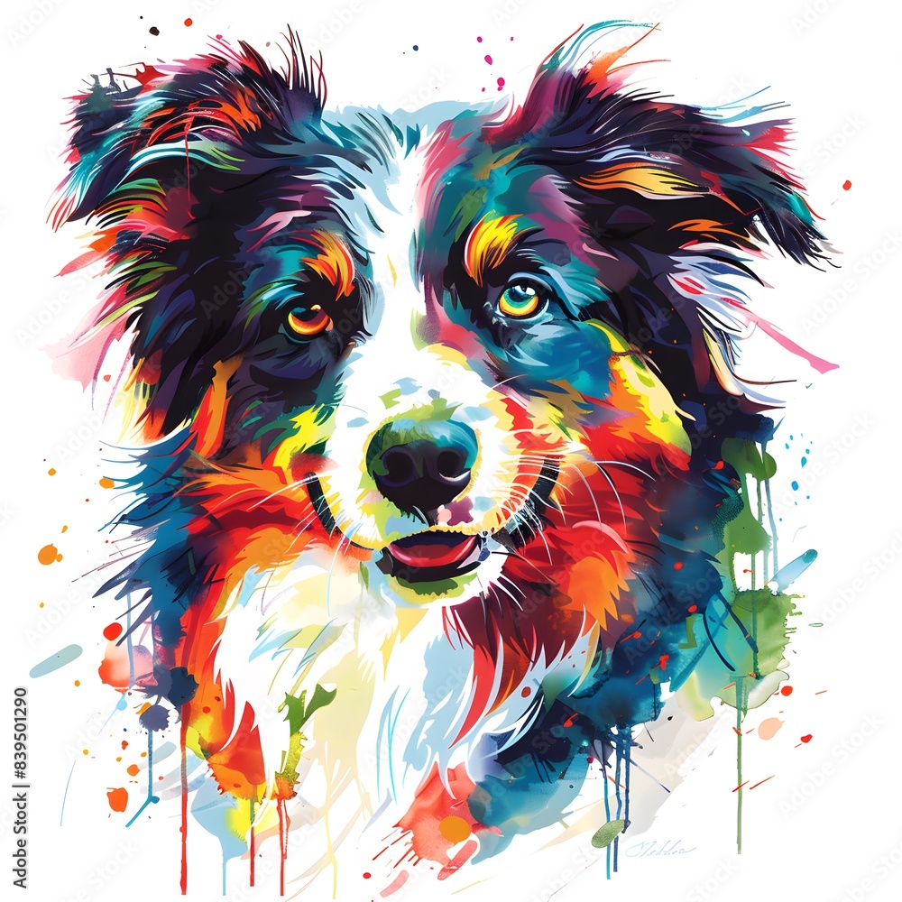 Fototapeta Portrait head dog pop art illustration style