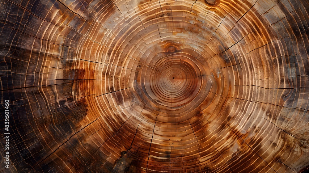 Fototapeta premium The detailed texture of a plant's bark, showcasing the rings and patterns of its growth history.