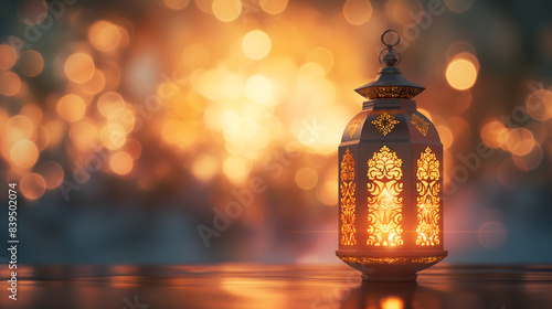Enchanting Golden Lantern with Ornate Patterns Shining Brightly