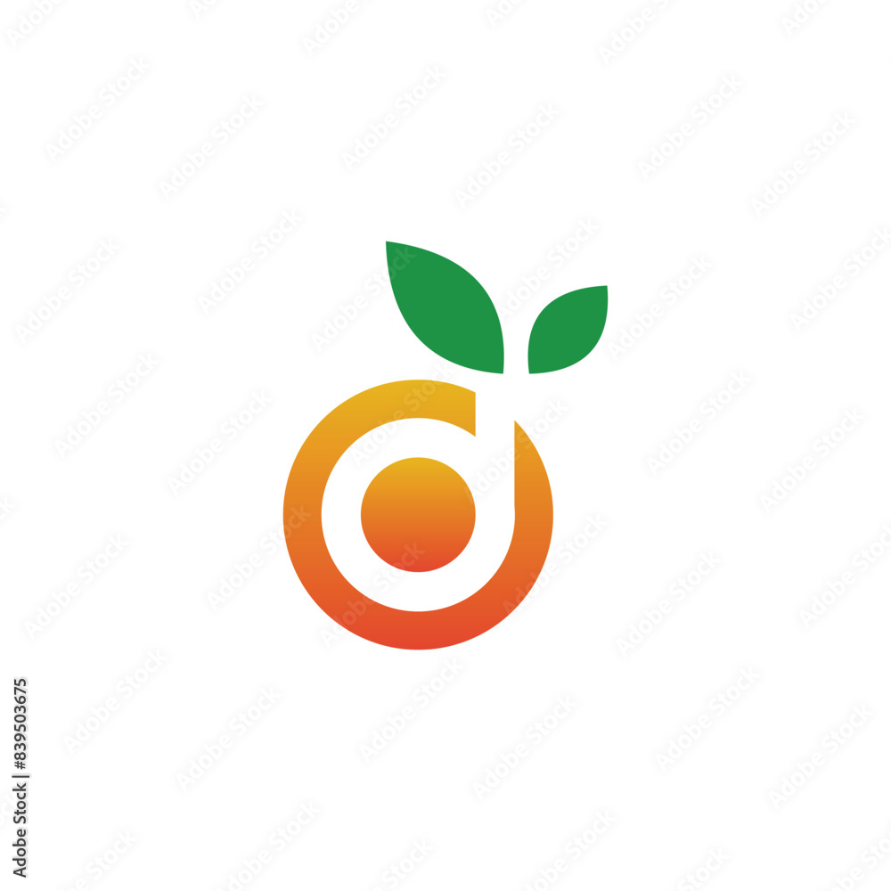 logo letter D. Orange fruit shaping logo letter D. Orange fruit shaping