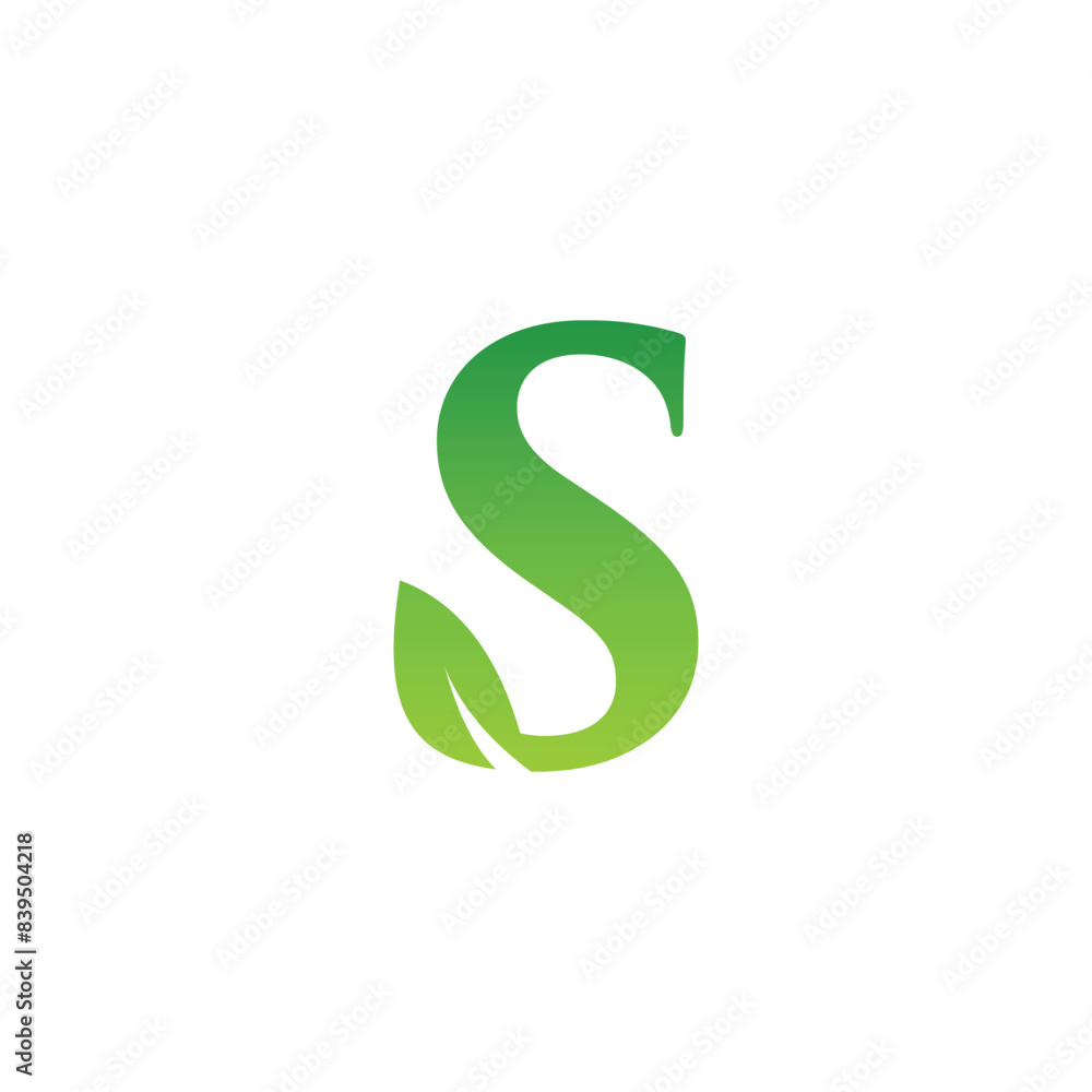 logo letter S leaf shaping with green color logo letter S leaf shaping with green color