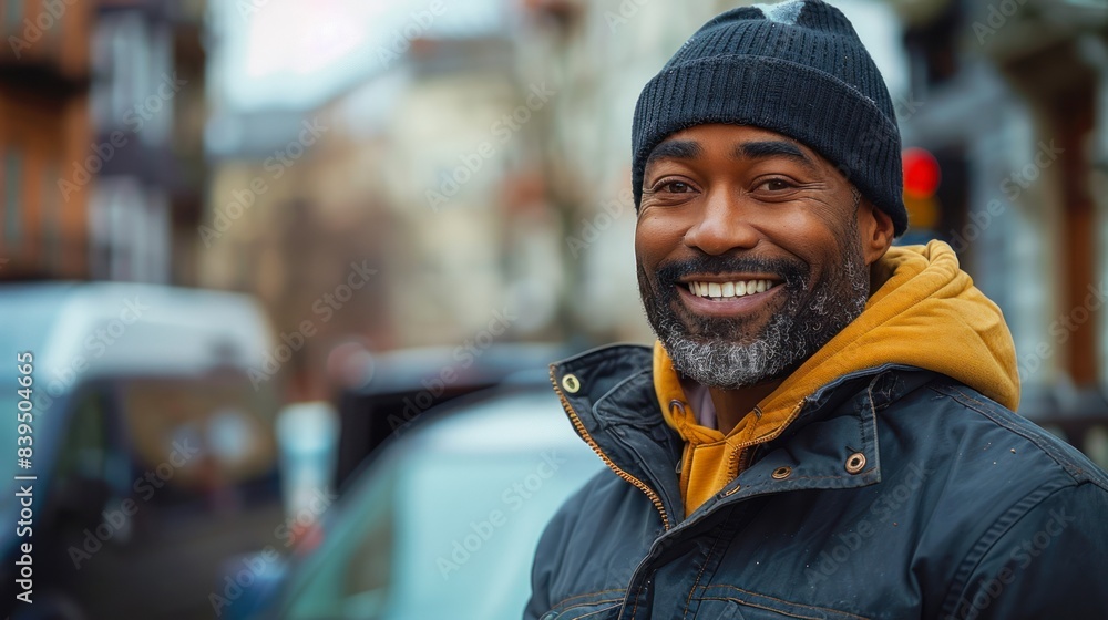 Photo portrait of a smiley deliveryman Photo portrait of a smiley deliveryman