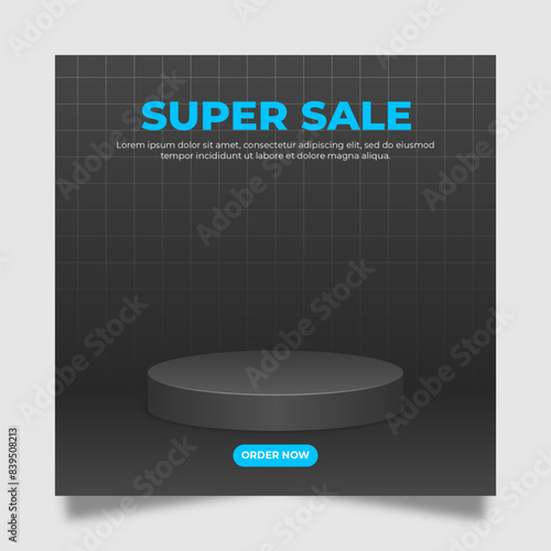 Black podium background for social media posts