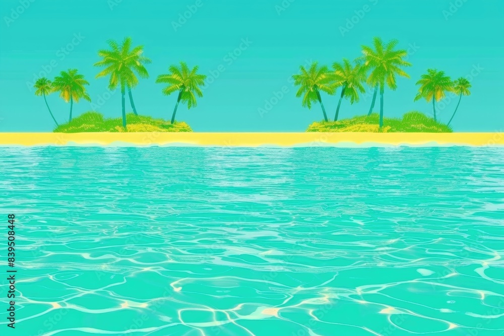 Fototapeta premium A tropical island with palm trees and crystal-clear water