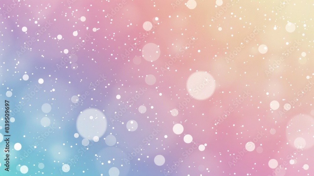 Fototapeta premium Light pastel colored polka dots scattered on a soft purple background. This playful and sweet image is perfect for invitations, wrapping paper, and other creative projects