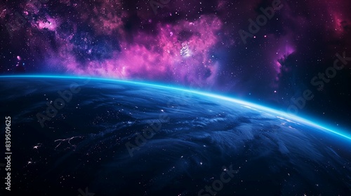 Wallpaper Mural view of earth surface from space with background of galaxies and stars Torontodigital.ca