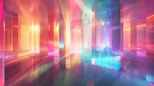 Surreal holographic structures with vivid lights, creating a sense of wonder and mystery, inviting viewers to ponder the secrets of the universe and the mysteries of existence