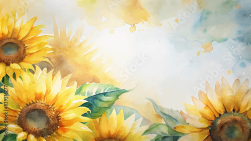 Sunflower minimalist watercolor background