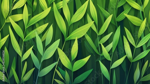 Vibrant green leaf pattern, seamless texture of lush foliage, perfect for nature-themed backgrounds and organic designs.