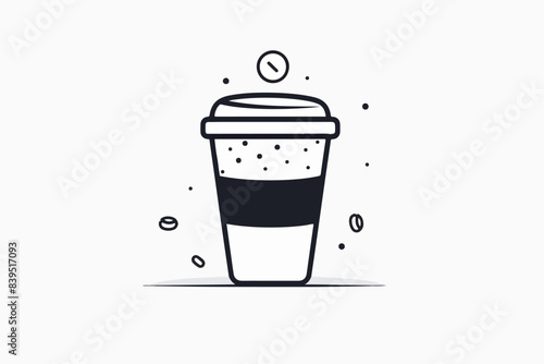 A glass of aromatic coffee on a white background.