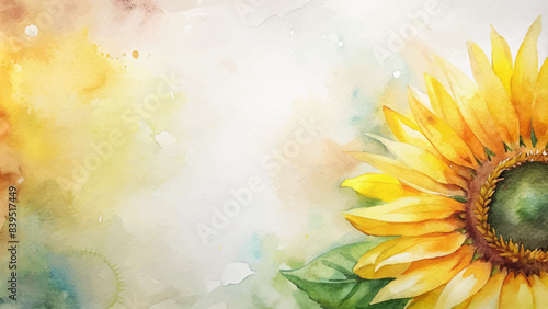 Sunflower minimalist watercolor background