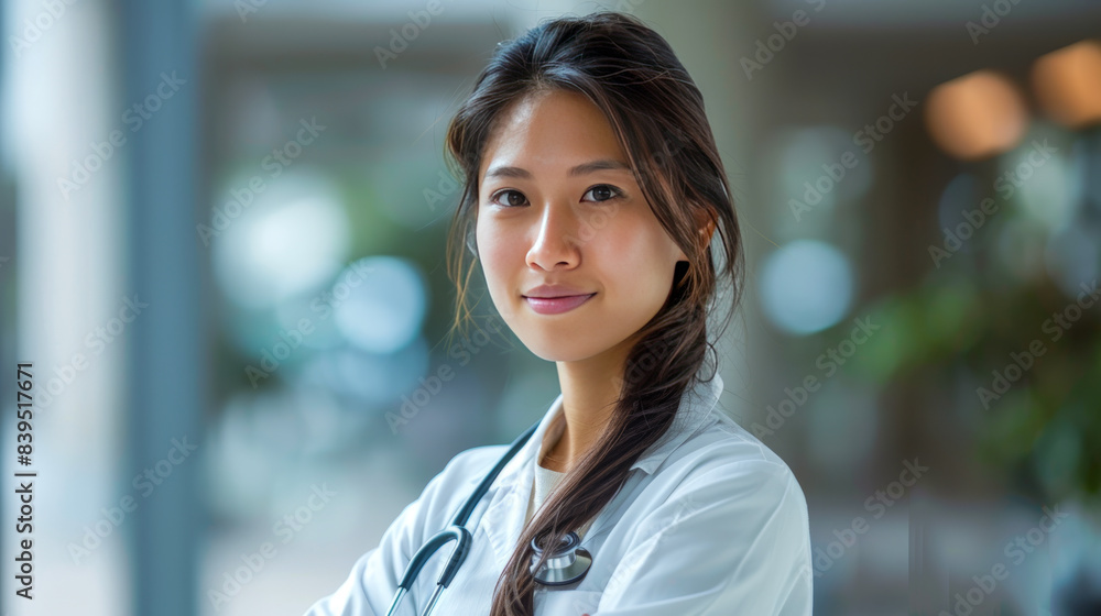 Fototapeta premium Doctor with Confidence and Professionalism in Her Work Environment