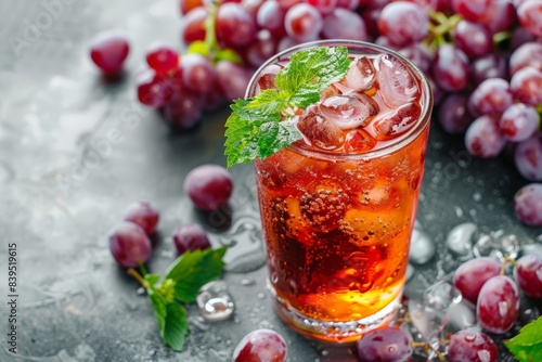 Grape ice tea in glass