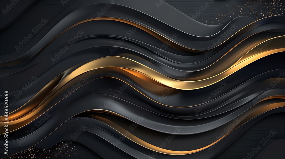 Modern 3d abstract wave black background, generative ai Modern 3d abstract wave black background, generative ai
